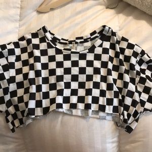 LF Emma & Sam checkered crop layering tee